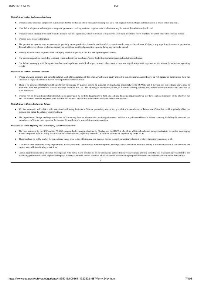 J-Star Holding Co., Ltd.美股纳斯达克IPO上市招股说明书_第7页