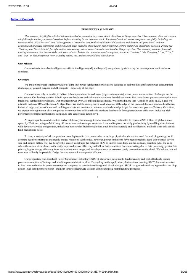 Ambiq Micro, Inc.纽约证券交易所IPO上市招股说明书_第3页