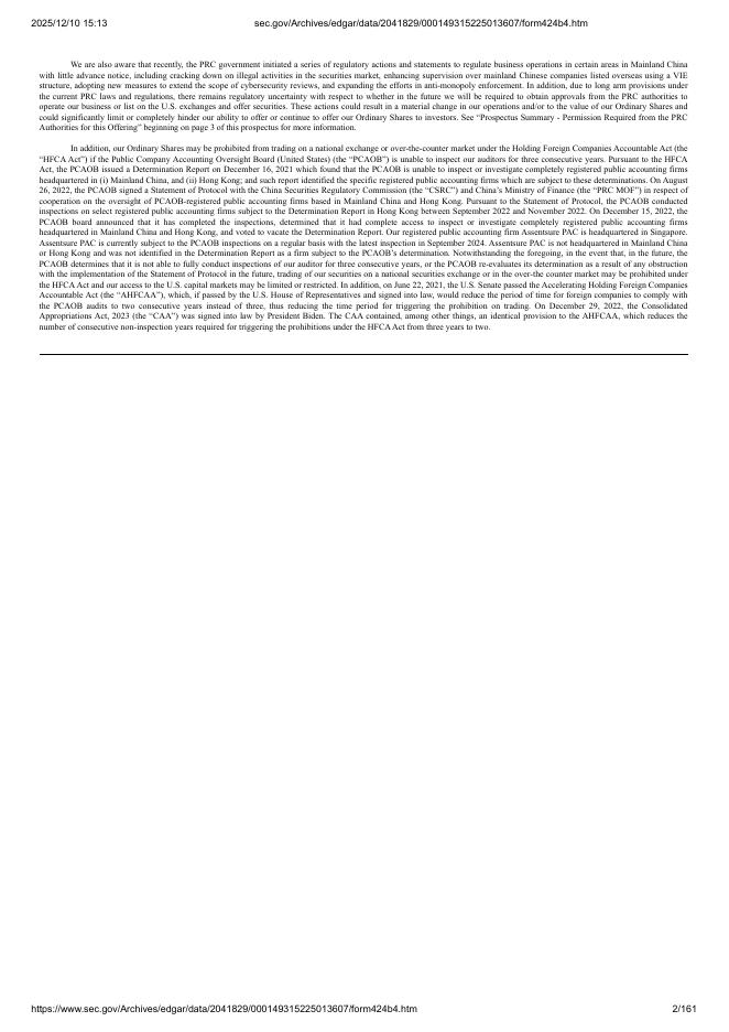 ChowChow Cloud International Holdings Limited纽约证券交易所IPO上市招股说明书_第2页