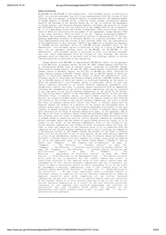 Chenghe Acquisition III Co.美股纳斯达克IPO上市招股说明书_第2页