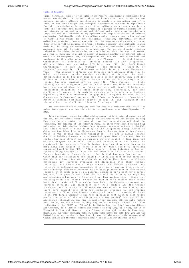 Chenghe Acquisition III Co.美股纳斯达克IPO上市招股说明书_第5页