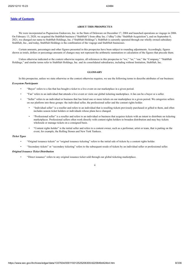 StubHub Holdings, Inc.纽约证券交易所IPO上市招股说明书_第8页