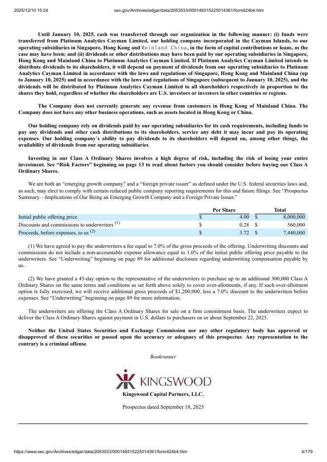 Platinum Analytics Cayman Limited美股纳斯达克IPO上市招股说明书_第4页