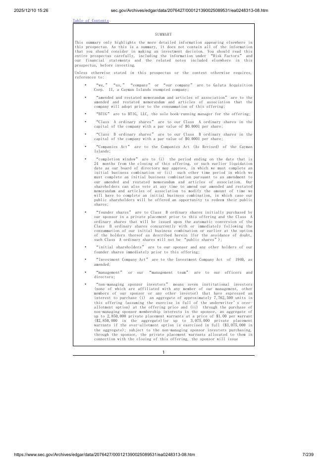 Galata Acquisition Corp. II美股纳斯达克IPO上市招股说明书_第7页