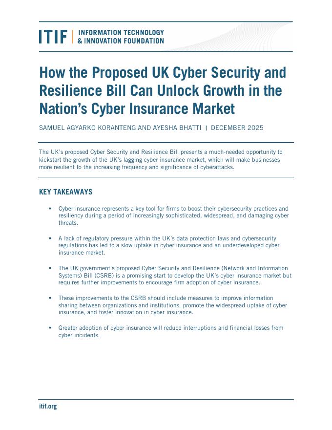 ITIF：2025年英国拟议中的网络安全和韧性法案如何释放国家网络保险市场的增长报告（英文版）海报