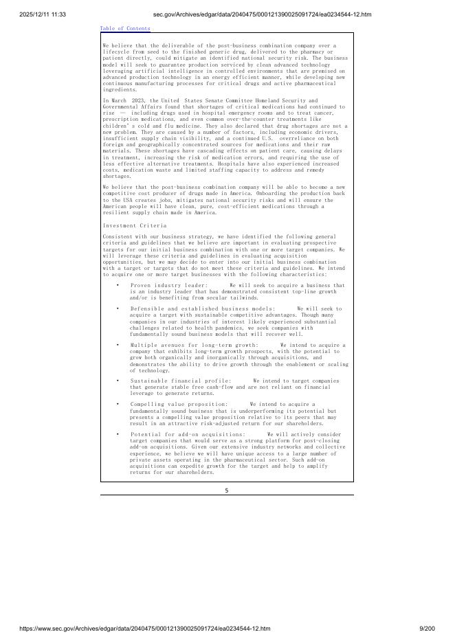 Drugs Made In America Acquisition II Corp.美股纳斯达克IPO上市招股说明书_第9页