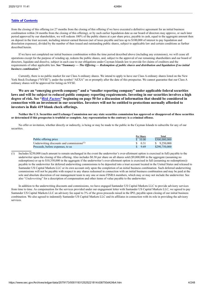 American Exceptionalism Acquisition Corp. A纽约证券交易所IPO上市招股说明书_第4页