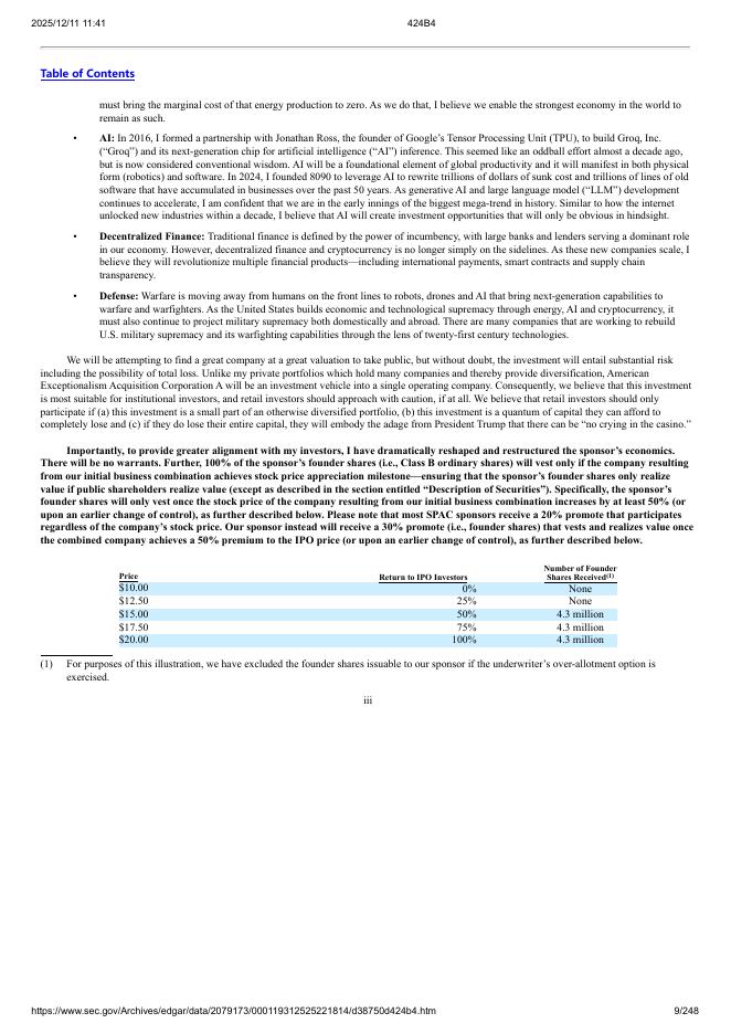 American Exceptionalism Acquisition Corp. A纽约证券交易所IPO上市招股说明书_第9页