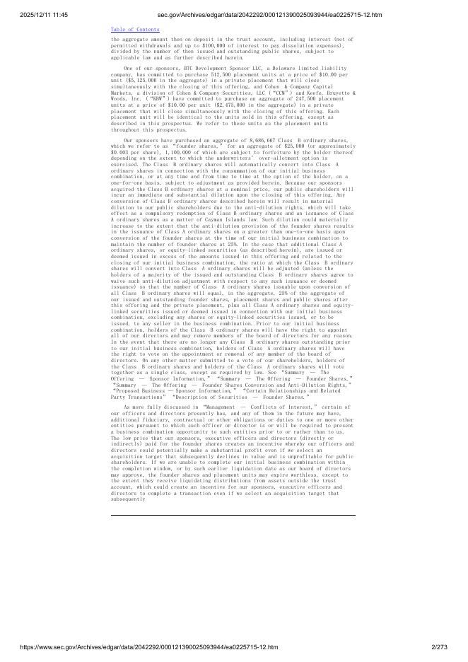 BTC Development Corp.美股纳斯达克IPO上市招股说明书_第2页