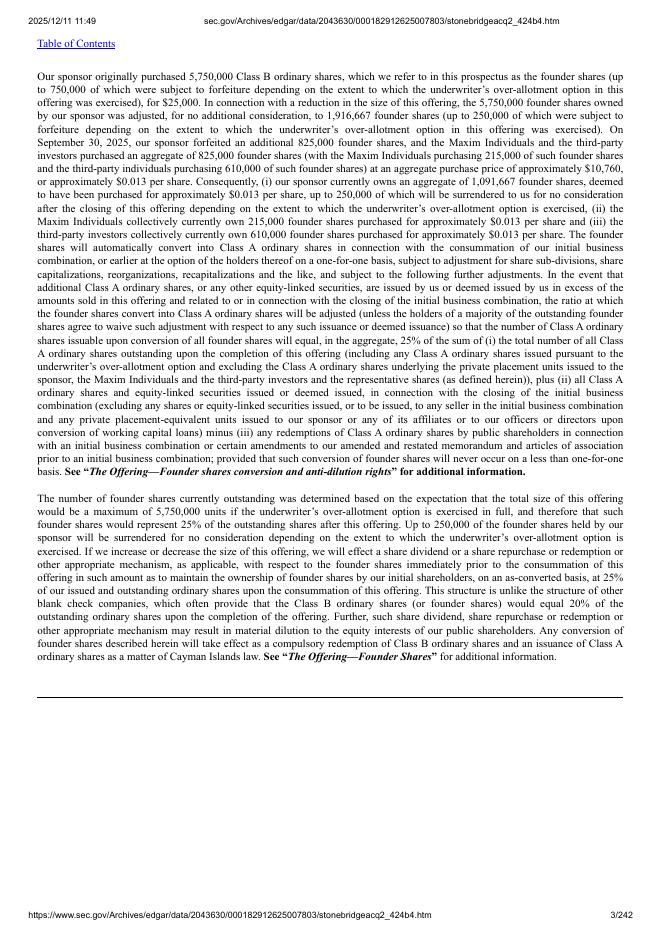 StoneBridge Acquisition II Corporation美股纳斯达克IPO上市招股说明书_第3页