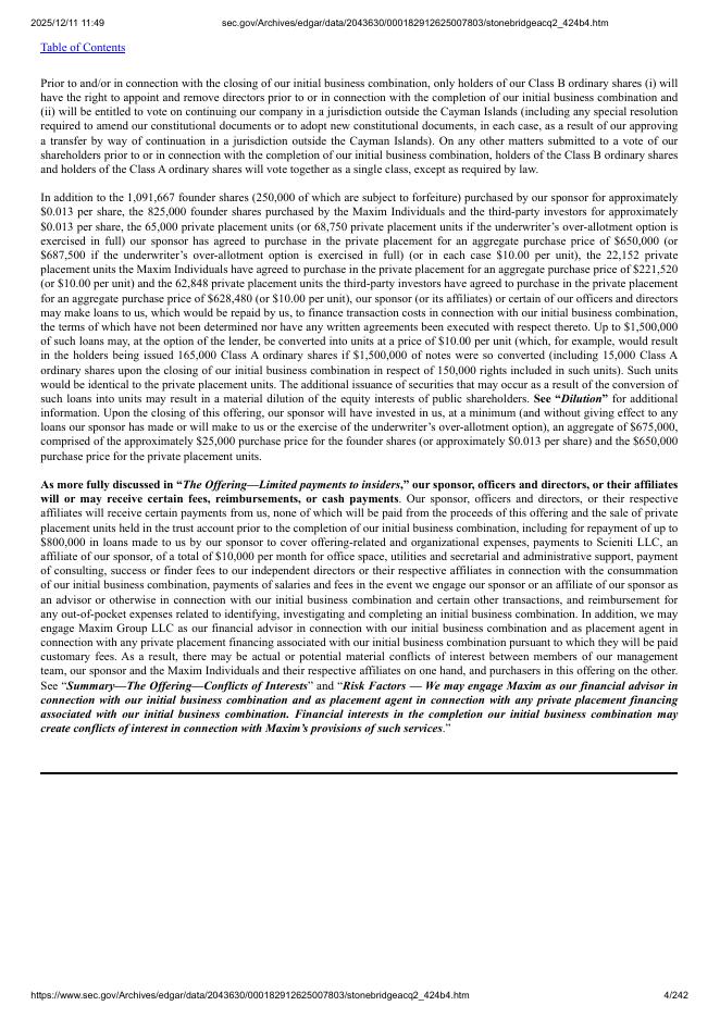 StoneBridge Acquisition II Corporation美股纳斯达克IPO上市招股说明书_第4页
