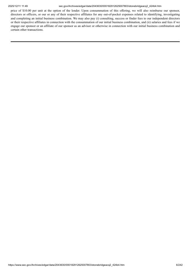 StoneBridge Acquisition II Corporation美股纳斯达克IPO上市招股说明书_第6页