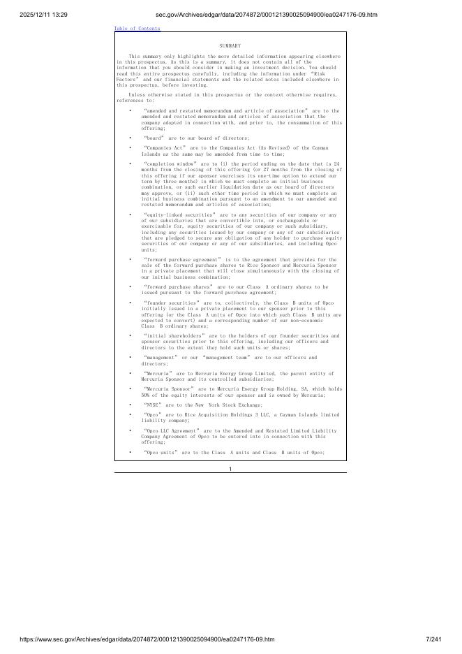 Rice Acquisition Corporation 3纽约证券交易所IPO上市招股说明书_第7页