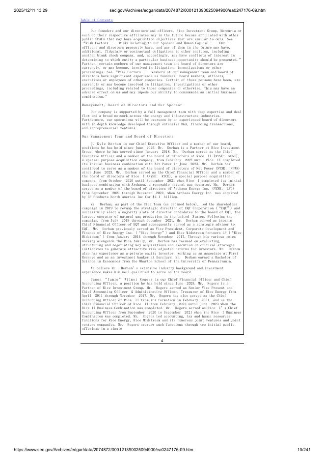 Rice Acquisition Corporation 3纽约证券交易所IPO上市招股说明书_第10页