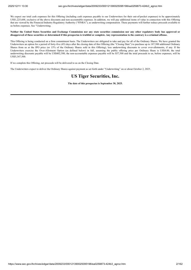 Agroz Inc.美股纳斯达克IPO上市招股说明书_第2页