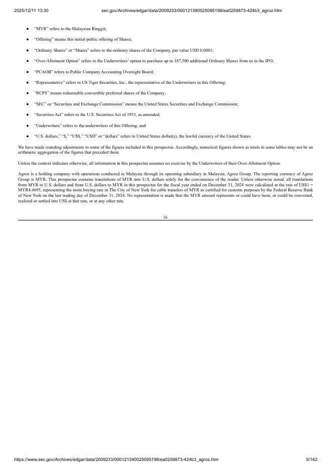 Agroz Inc.美股纳斯达克IPO上市招股说明书_第5页