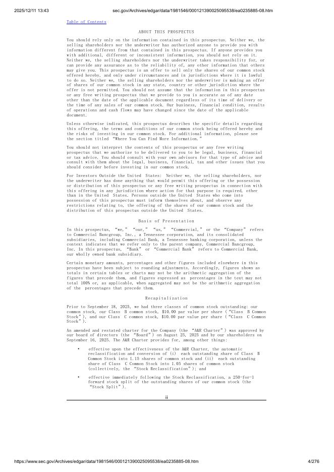 Commercial Bancgroup, Inc.美股纳斯达克IPO上市招股说明书_第4页