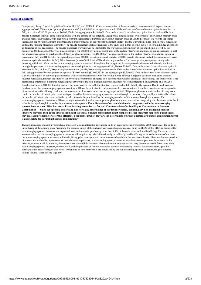 Range Capital Acquisition Corp II美股纳斯达克IPO上市招股说明书_第2页