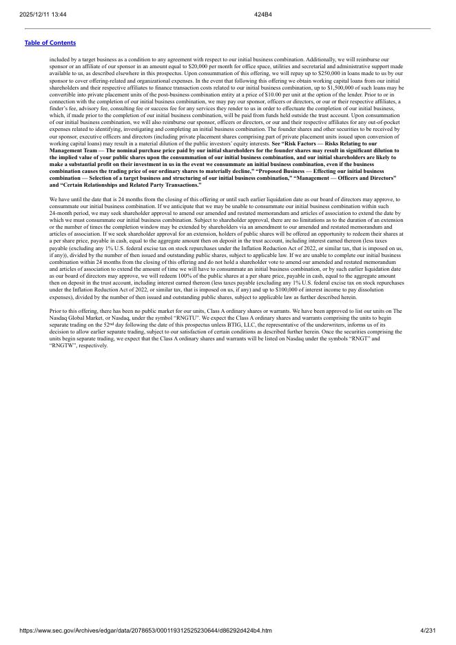 Range Capital Acquisition Corp II美股纳斯达克IPO上市招股说明书_第4页