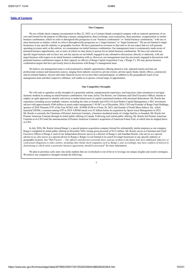 Range Capital Acquisition Corp II美股纳斯达克IPO上市招股说明书_第10页