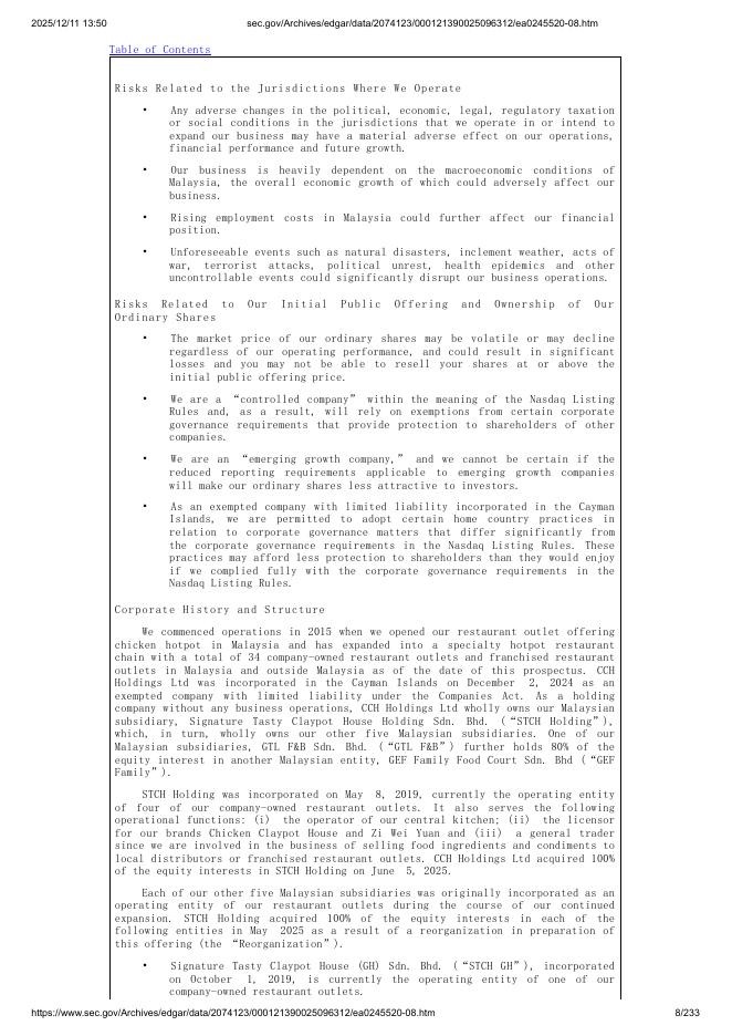 CCH Holdings Ltd美股纳斯达克IPO上市招股说明书_第8页