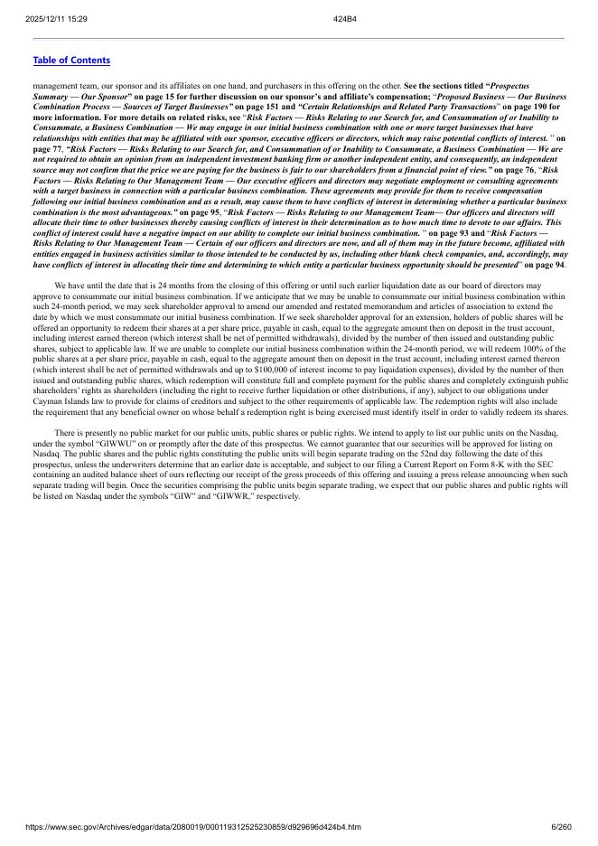 GigCapital8 Corp.美股纳斯达克IPO上市招股说明书_第6页