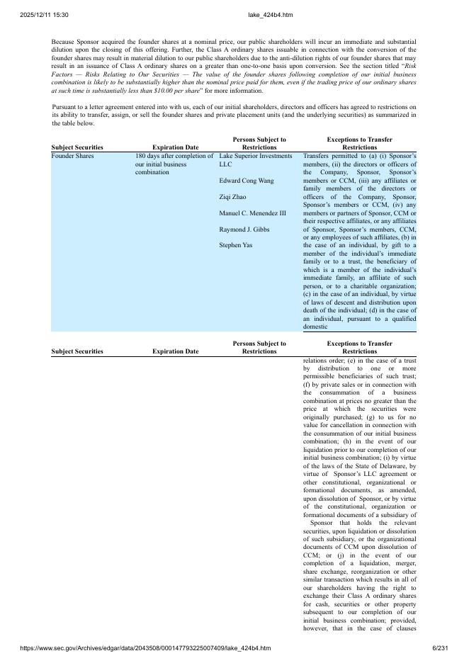 Lake Superior Acquisition Corp.美股纳斯达克IPO上市招股说明书_第6页