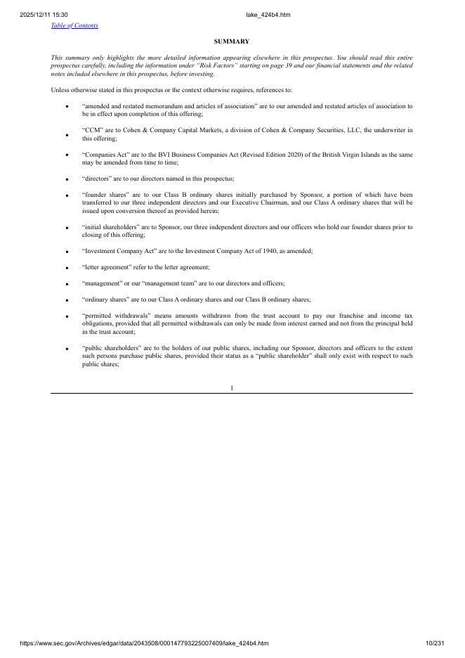 Lake Superior Acquisition Corp.美股纳斯达克IPO上市招股说明书_第10页