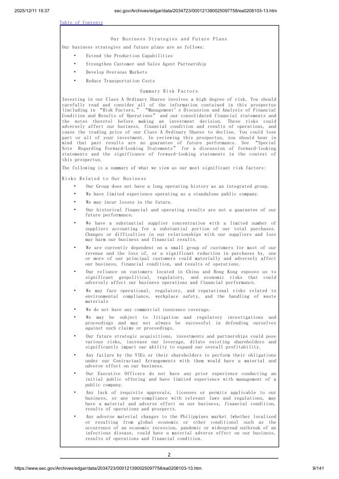 One and one Green Technologies. Inc美股纳斯达克IPO上市招股说明书_第9页