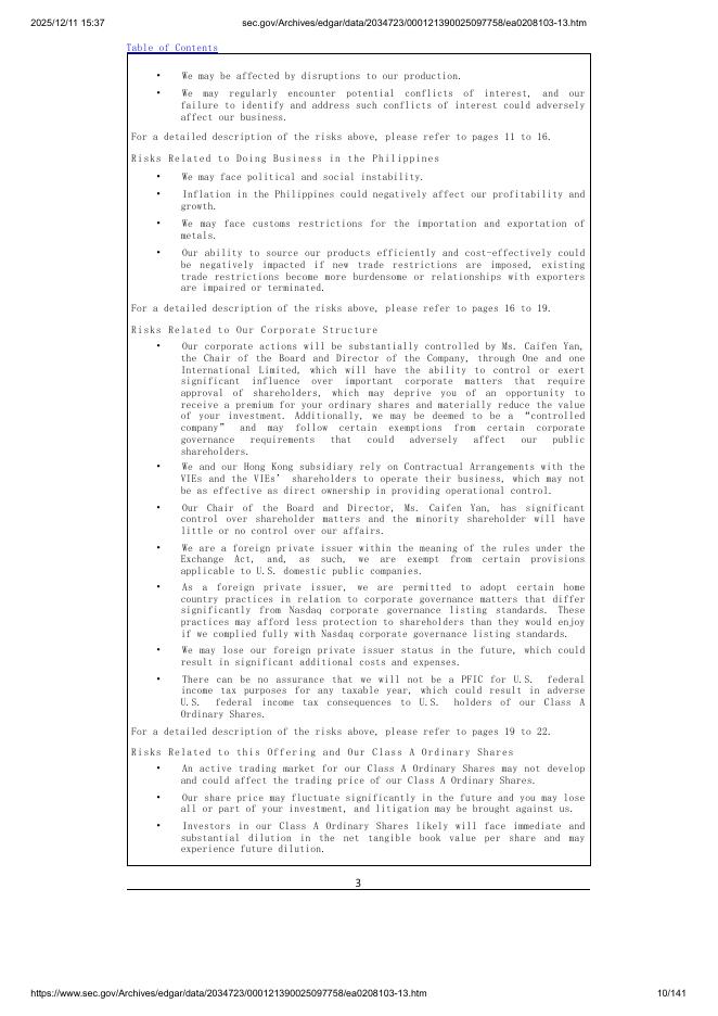 One and one Green Technologies. Inc美股纳斯达克IPO上市招股说明书_第10页