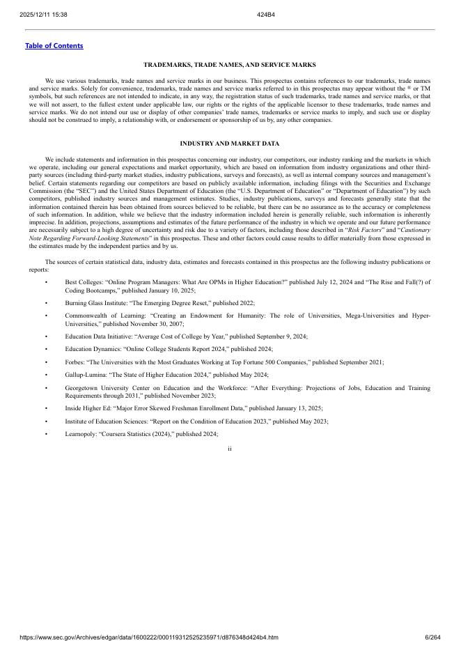 Phoenix Education Partners, Inc.纽约证券交易所IPO上市招股说明书_第6页