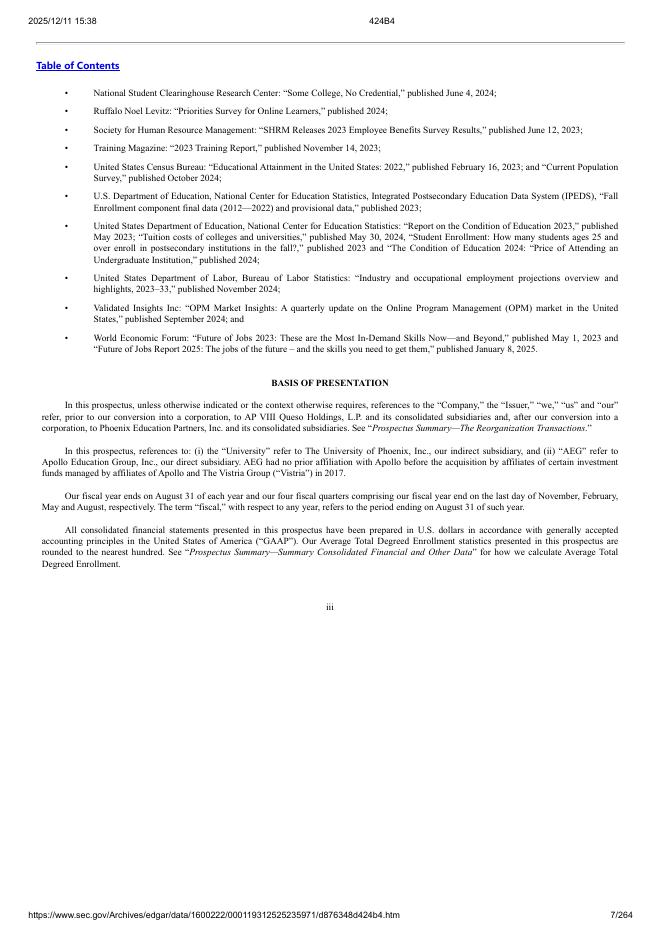 Phoenix Education Partners, Inc.纽约证券交易所IPO上市招股说明书_第7页