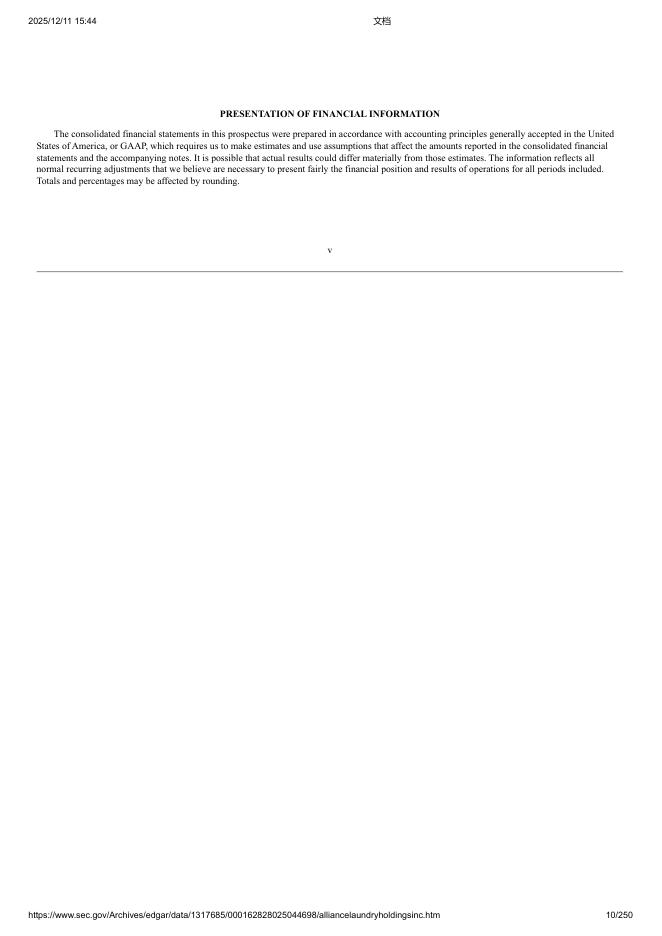 Alliance Laundry Holdings Inc.纽约证券交易所IPO上市招股说明书_第10页