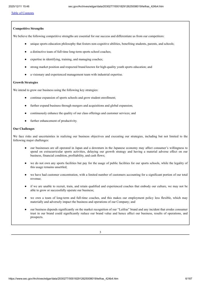 Leifras Co., Ltd.美股纳斯达克IPO上市招股说明书_第6页