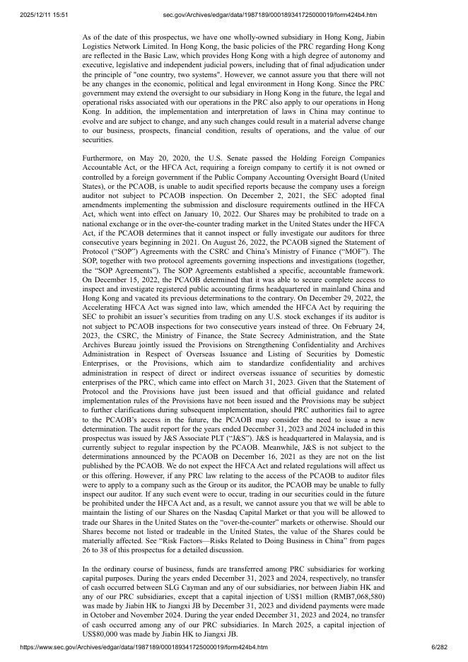 Smart Logistics Global Limited美股纳斯达克IPO上市招股说明书_第6页