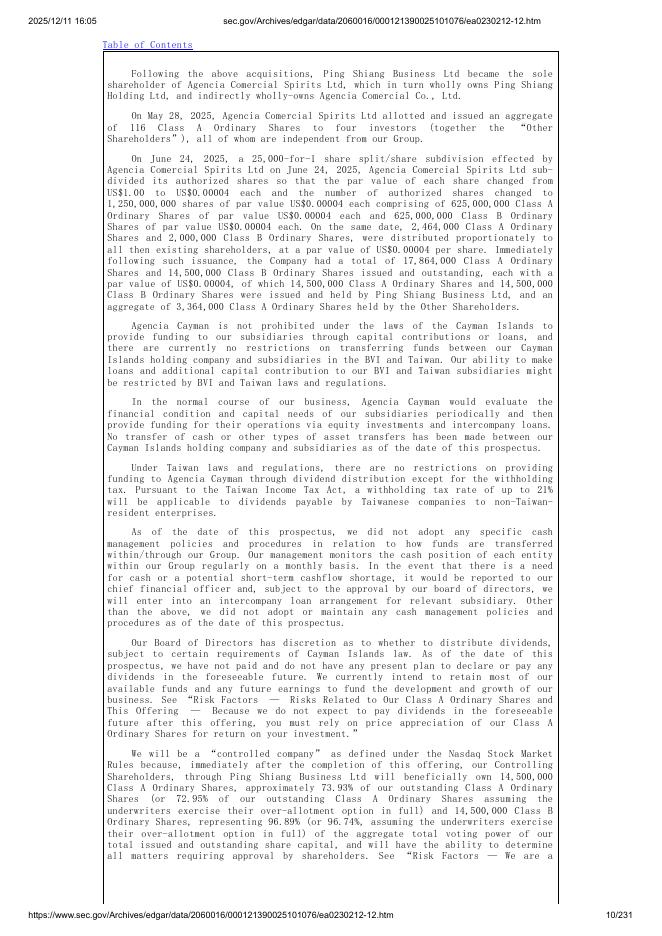 Agencia Comercial Spirits Ltd美股纳斯达克IPO上市招股说明书_第10页
