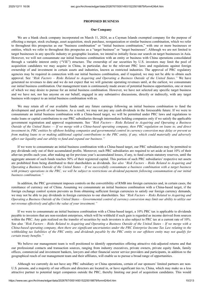 Calisa Acquisition Corp美股纳斯达克IPO上市招股说明书_第10页