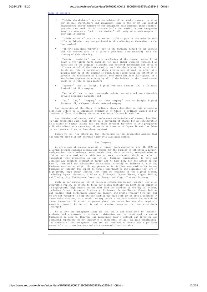 Insight Digital Partners II美股纳斯达克IPO上市招股说明书_第10页
