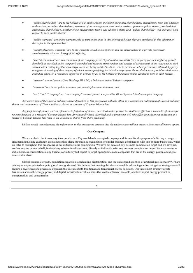 Dynamix Corporation III美股纳斯达克IPO上市招股说明书_第7页