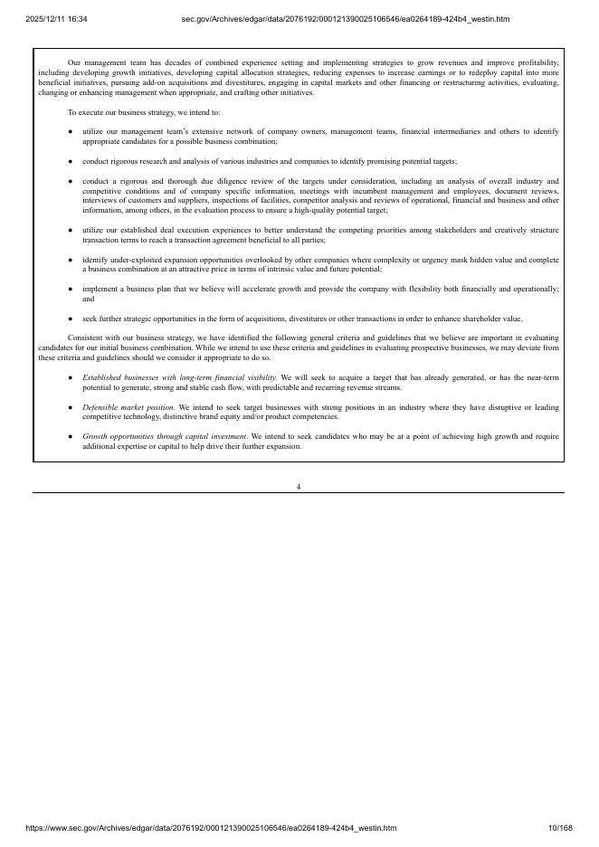 Westin Acquisition Corp美股纳斯达克IPO上市招股说明书_第10页