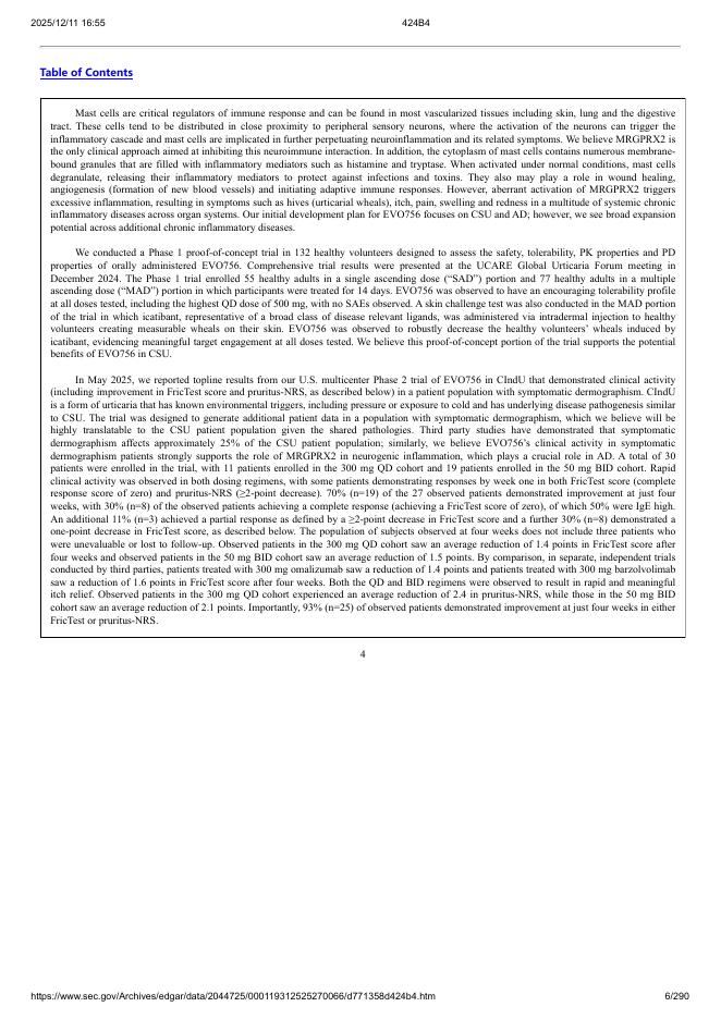 Evommune, Inc.纽约证券交易所IPO上市招股说明书_第6页