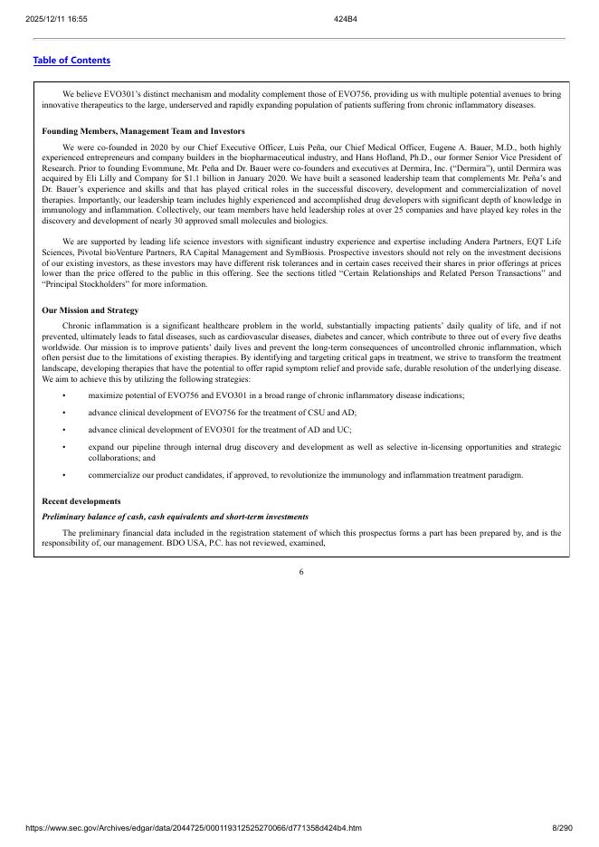 Evommune, Inc.纽约证券交易所IPO上市招股说明书_第8页