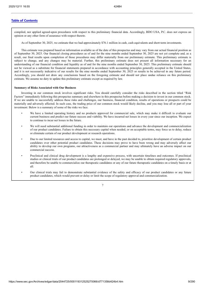 Evommune, Inc.纽约证券交易所IPO上市招股说明书_第9页