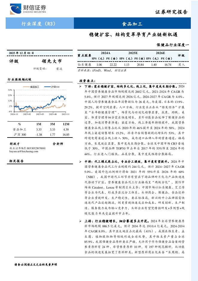 财信证券：保健品行业深度一：稳健扩容、结构变革孕育产业链新机遇海报