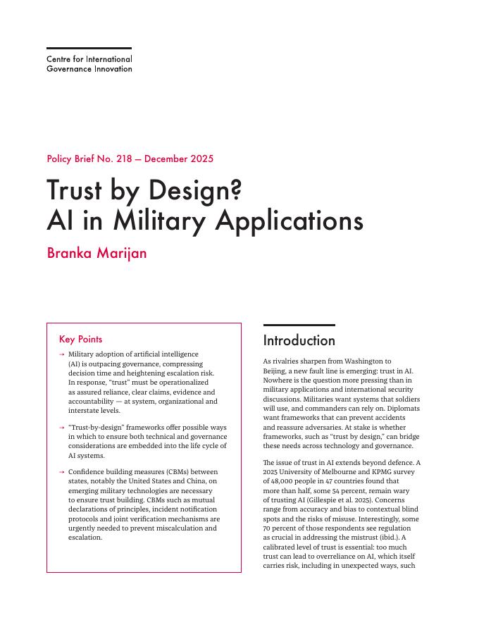 加拿大国际治理创新中心CIGI：设计中的信任？军事应用中的人工智能（英文版）