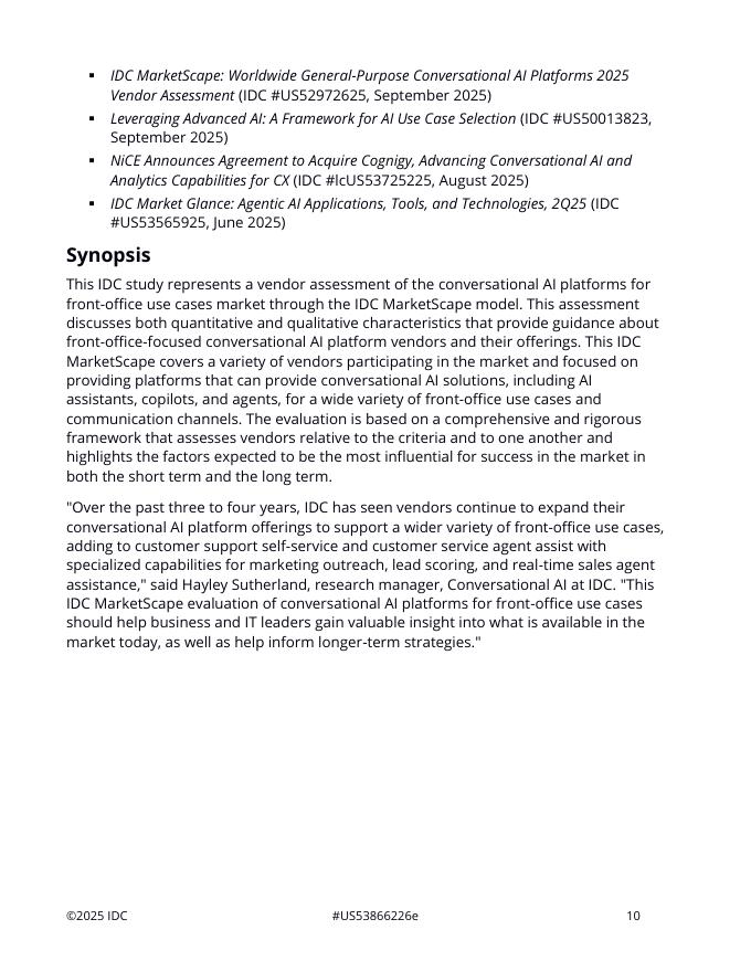 Talkdesk：全球用于前台场景的对话式人工智能平台：2025-2026年供应商评估报告（英文版）_第10页