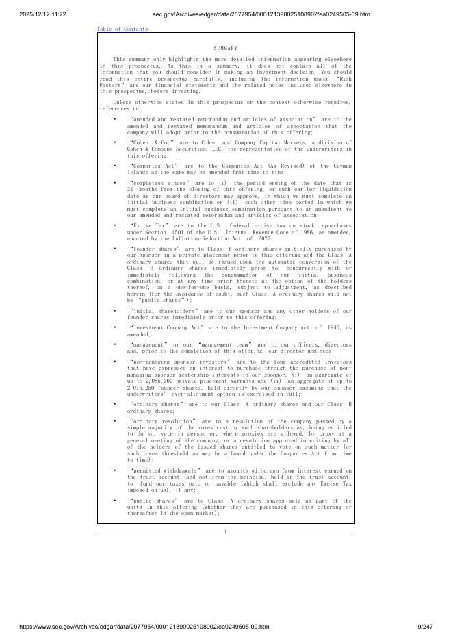 Evolution Global Acquisition Corp美股纳斯达克IPO上市招股说明书_第9页