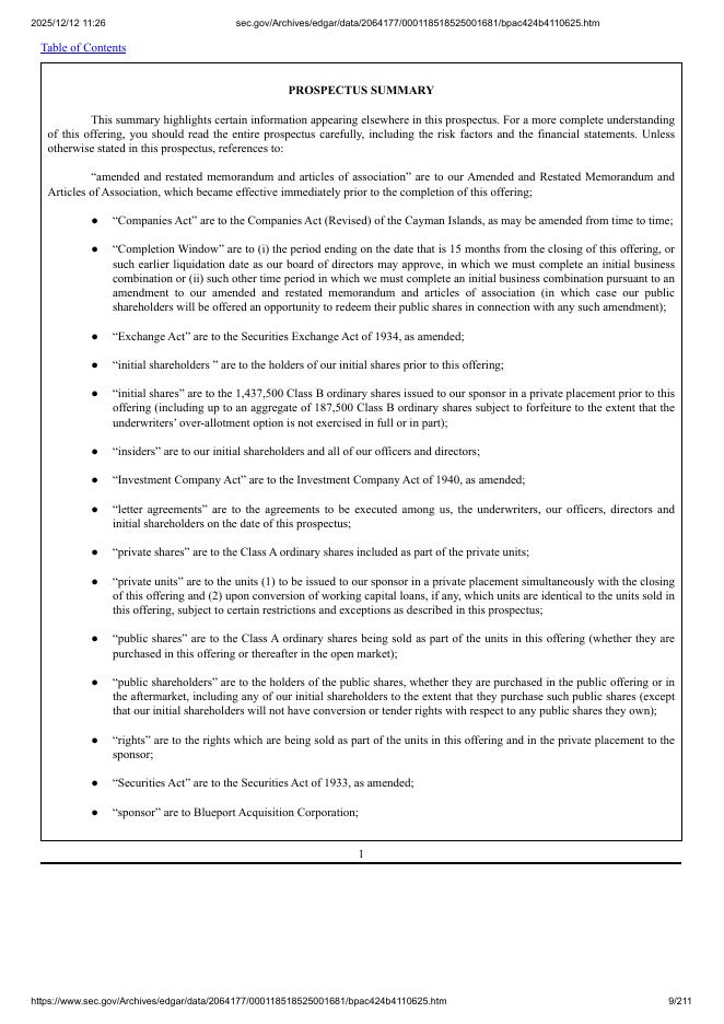 Blueport Acquisition Ltd美股纳斯达克IPO上市招股说明书_第9页