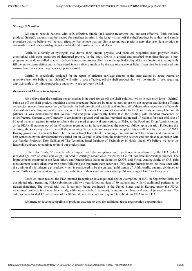 Regentis Biomaterials Ltd.纽约证券交易所美国板块IPO上市招股说明书_第9页