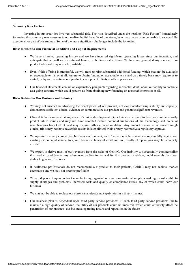 Regentis Biomaterials Ltd.纽约证券交易所美国板块IPO上市招股说明书_第10页